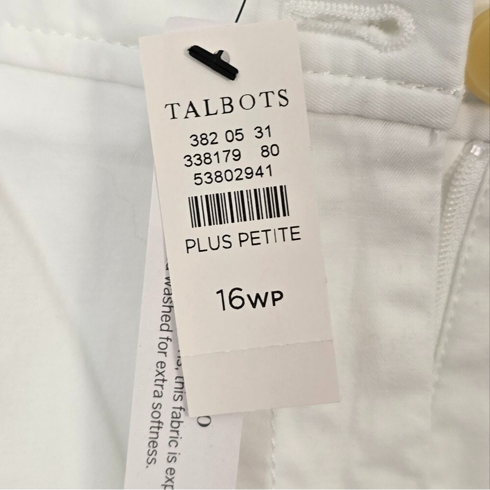 Talbots Relaxed Chino Pants Womens 16WP White Supersoft Cotton Ankle Length NWT - Picture 4 of 9